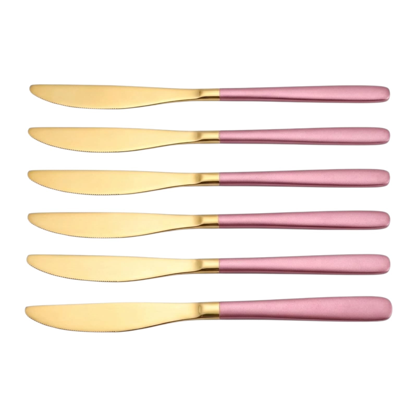 Set de cuchillos / 6 piezas, color oro y rosa bebe