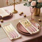 Set de cuchillos / 6 piezas, color oro y rosa bebe