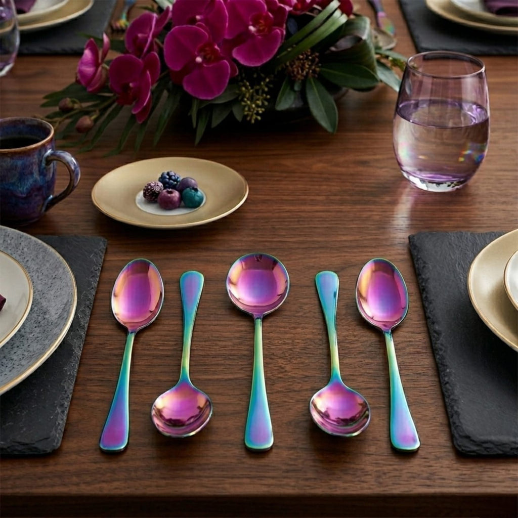 Set de cucharas / 6 piezas color rainbow finish