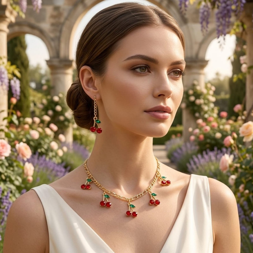 Collar fantasía, cerezas