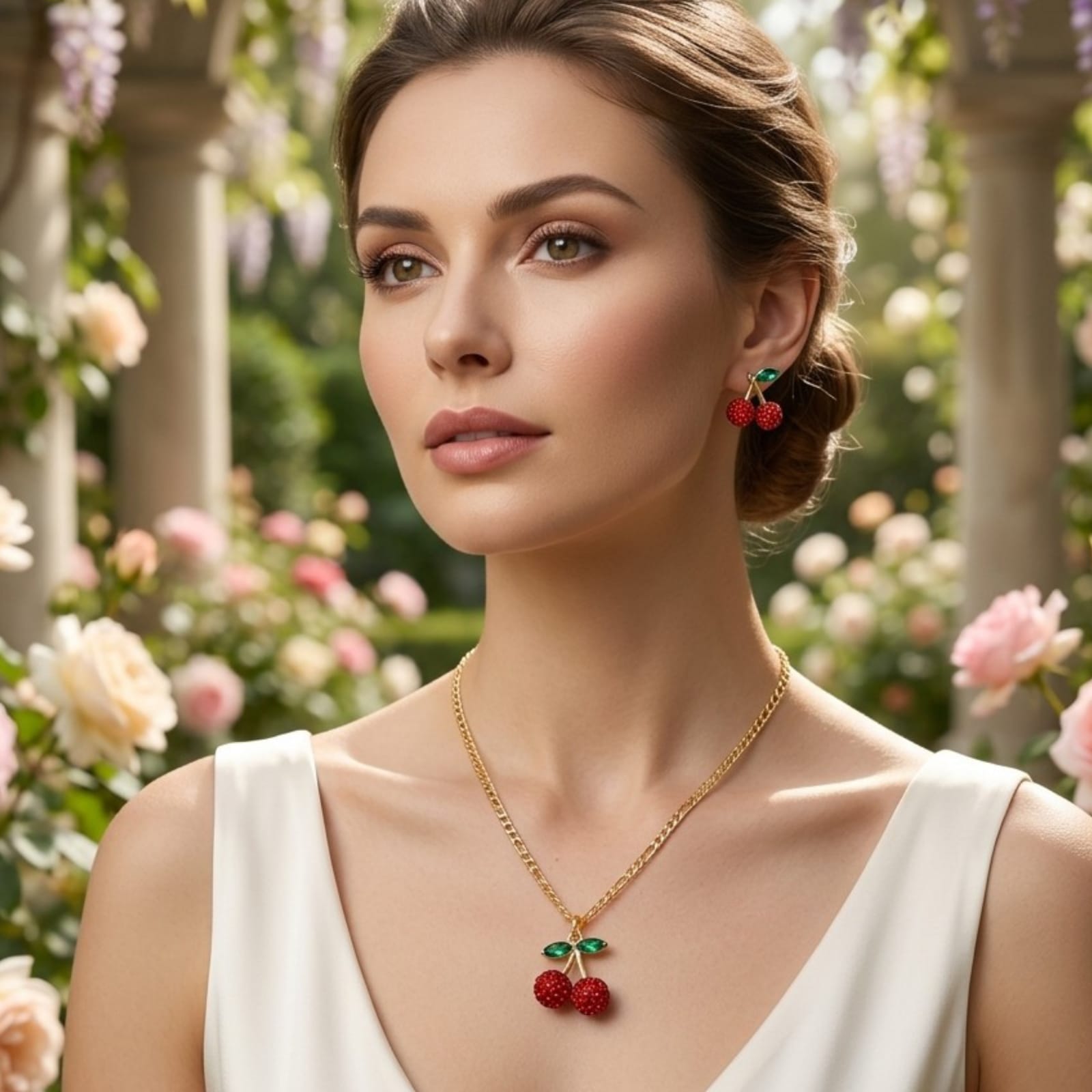 Set de Aretes + Collar de Cerezas