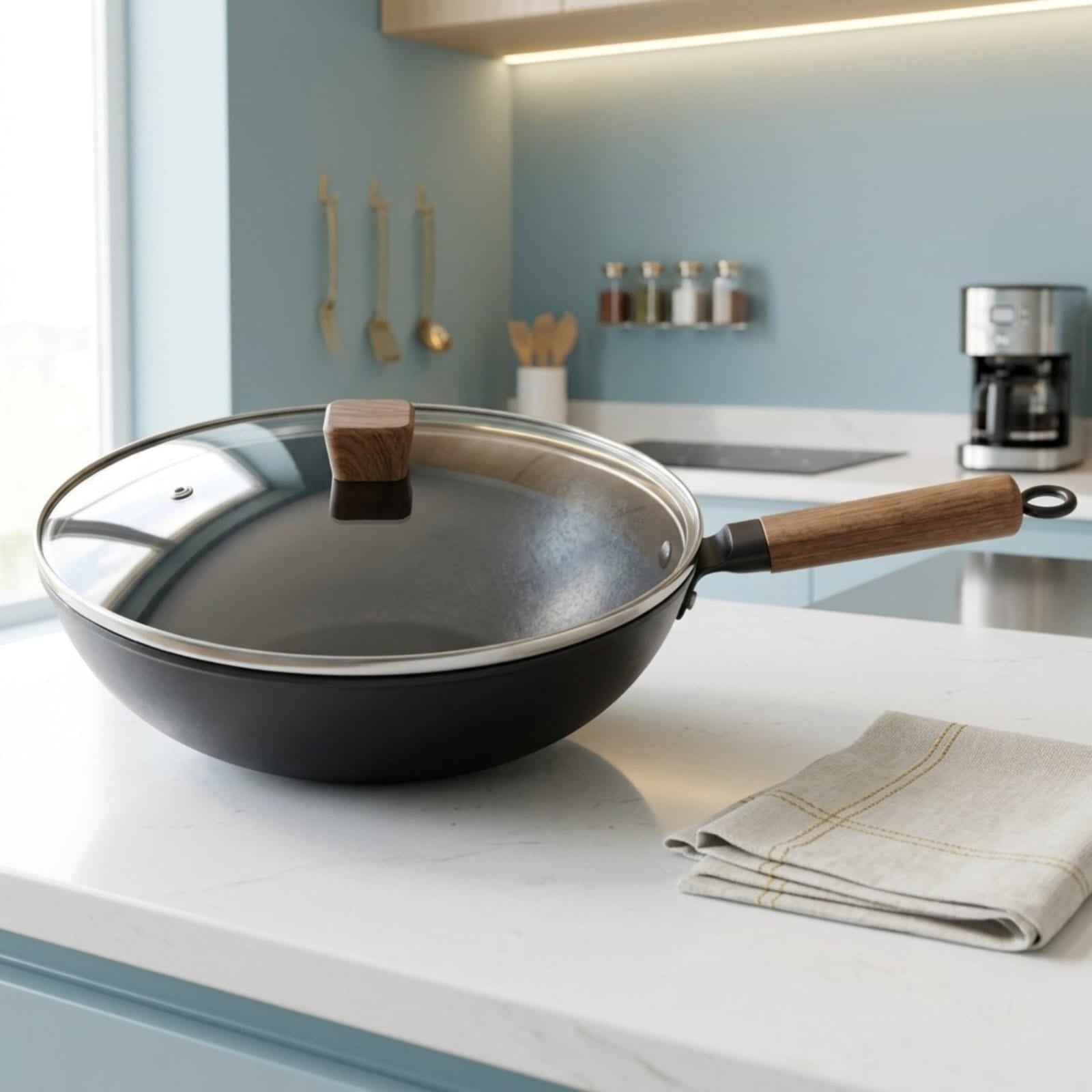 Sartén Wok, 30cm con tapadera