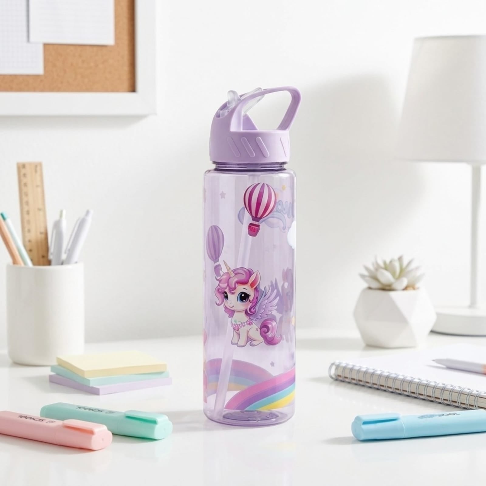 Botella plástica unicornio
