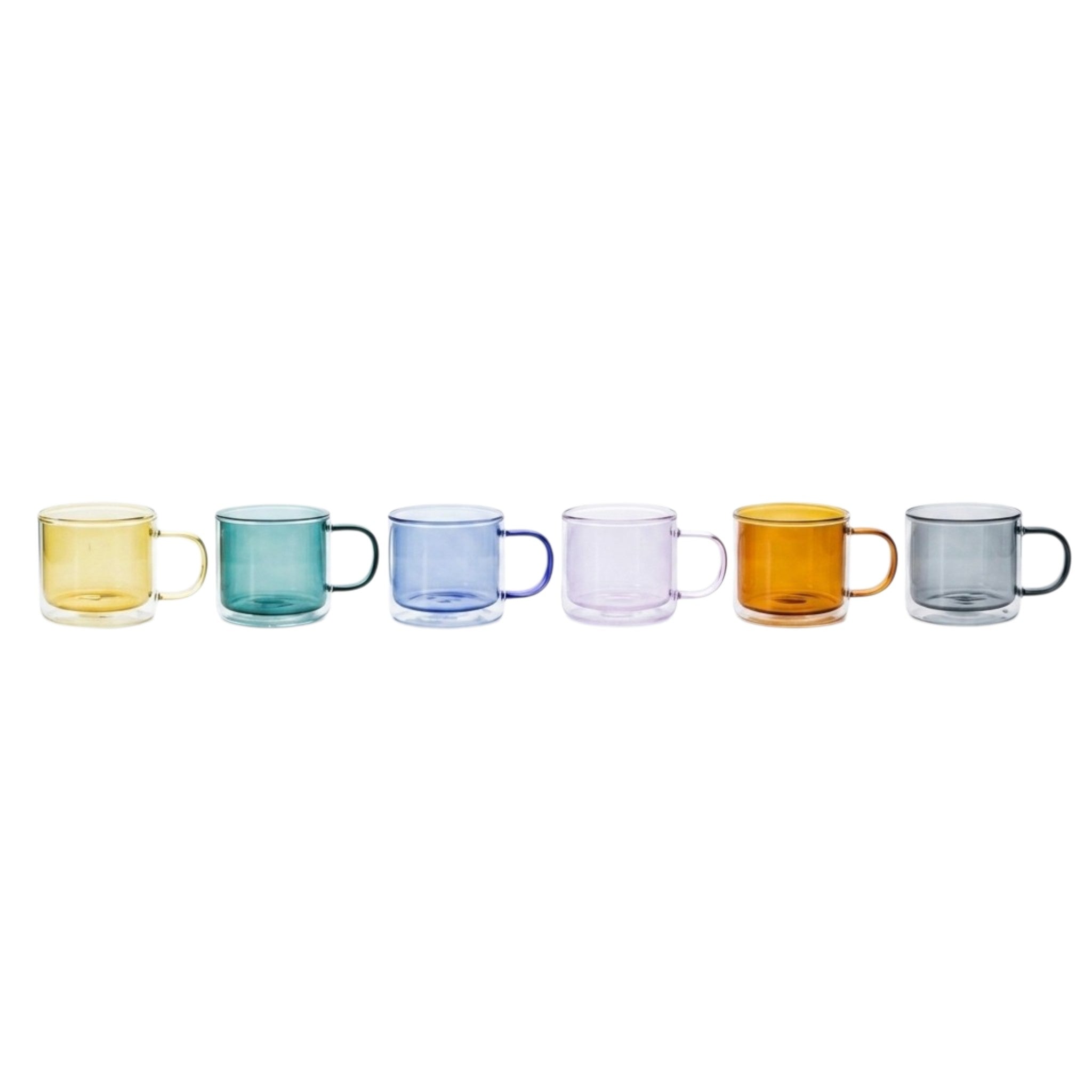 Taza vidrio, variedad de colores