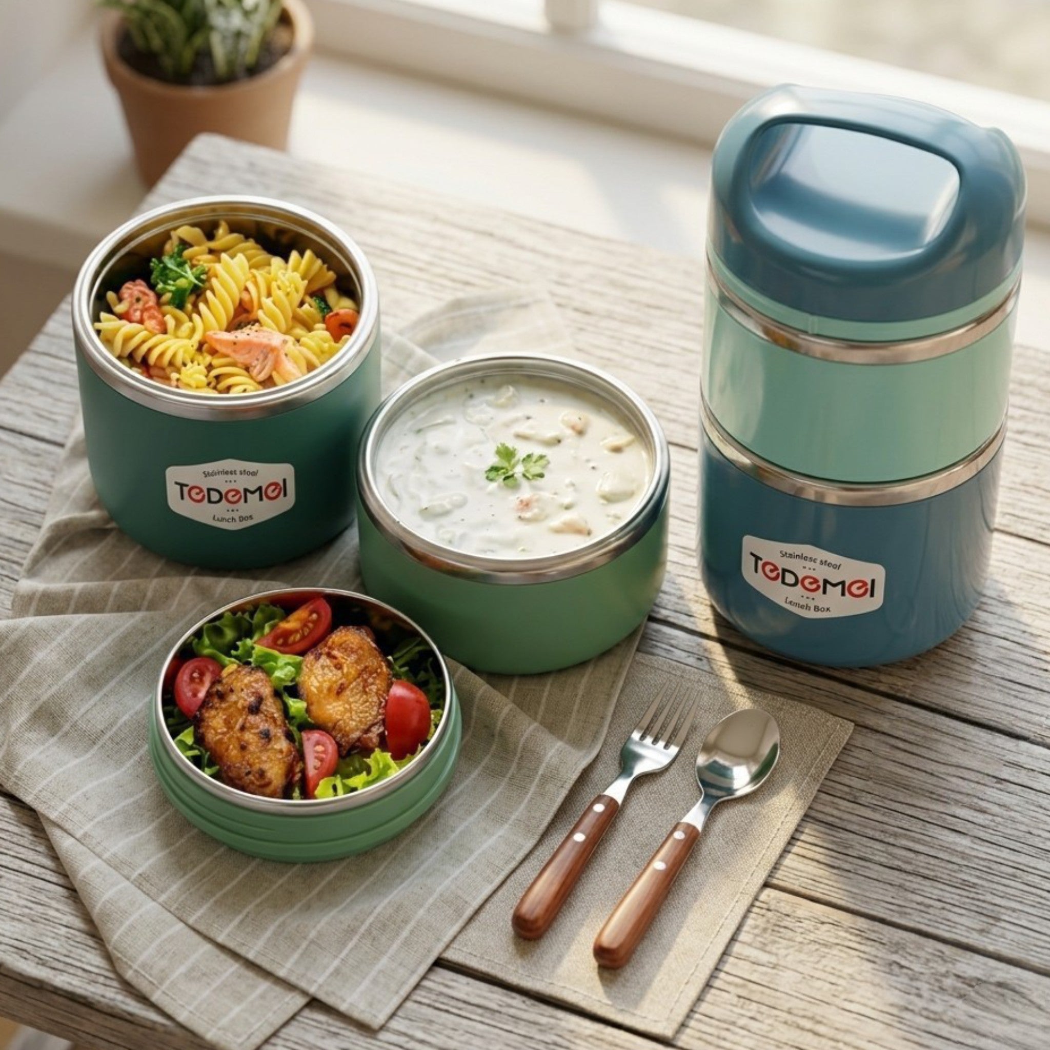 Cotenedor hermético, térmico 2 niveles 1130ml