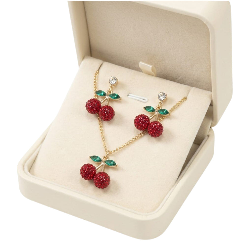 Set de Aretes + Collar de Cerezas
