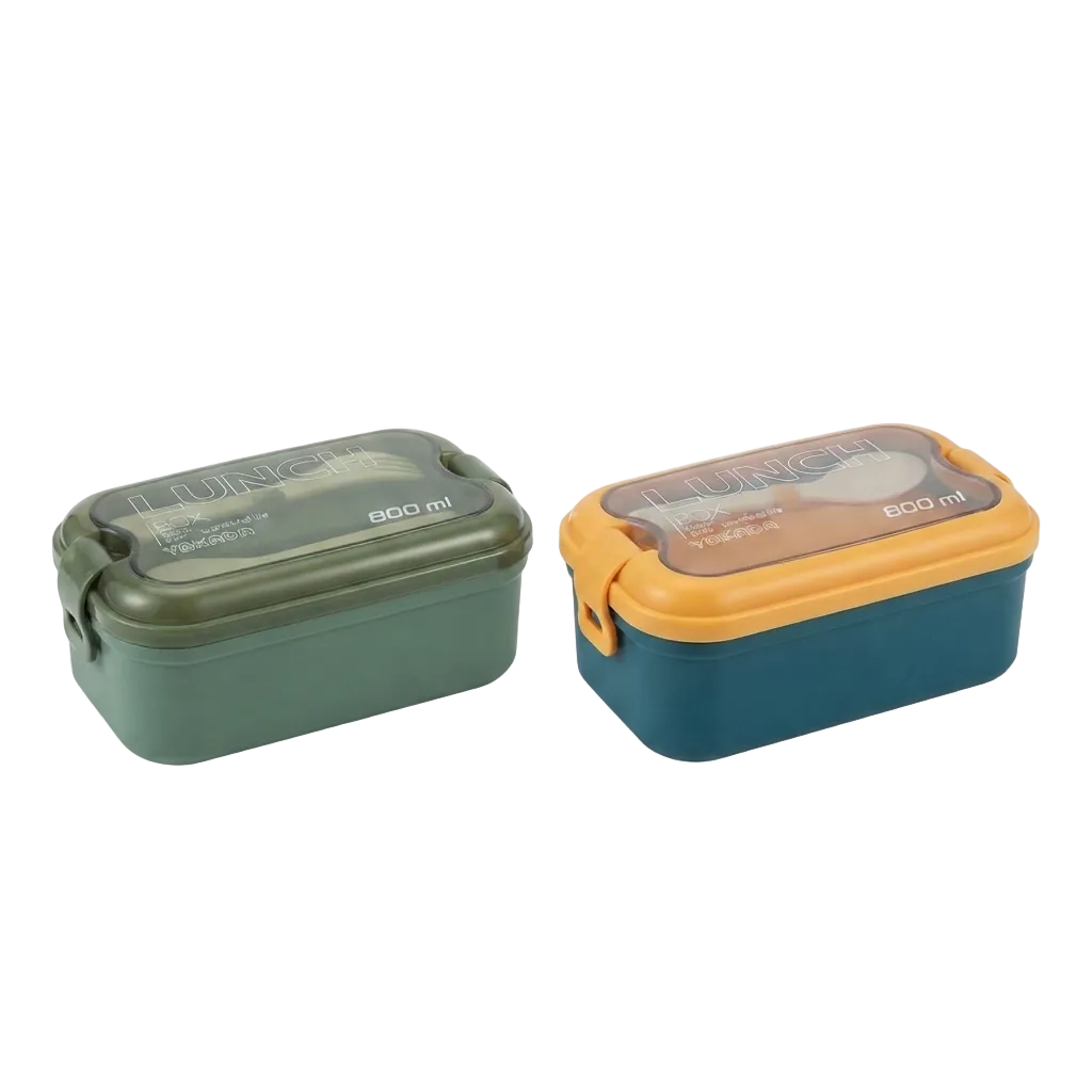 Lonchera bento 2 divisiones "lunch box" 800 ml con cubiertos