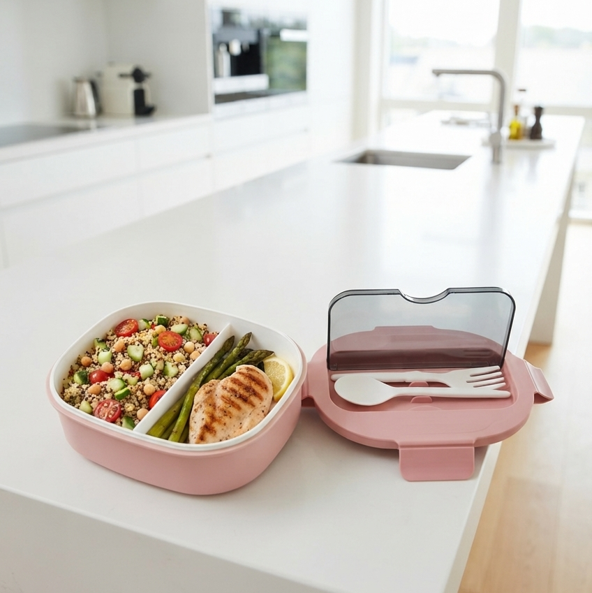Lonchera bento compacta con cubiertos