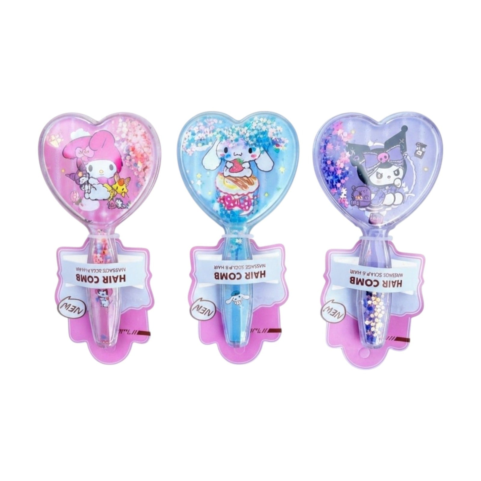 Cepillo de pelo corazón glitter
