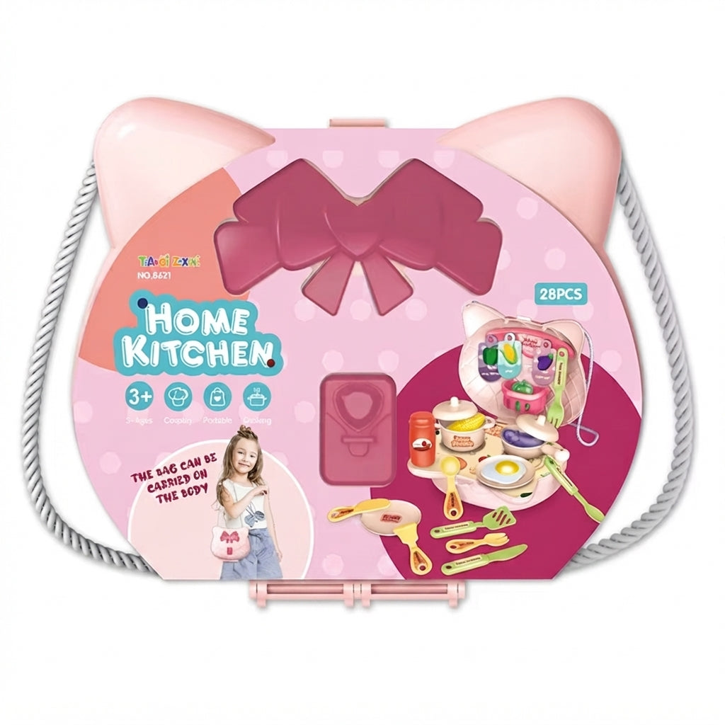 Set de cocina portátil 28 piezas en bolso de gatito