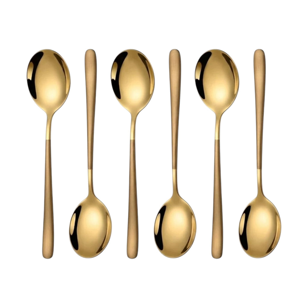 Set de cucharas / 6 piezas, color oro y dorado