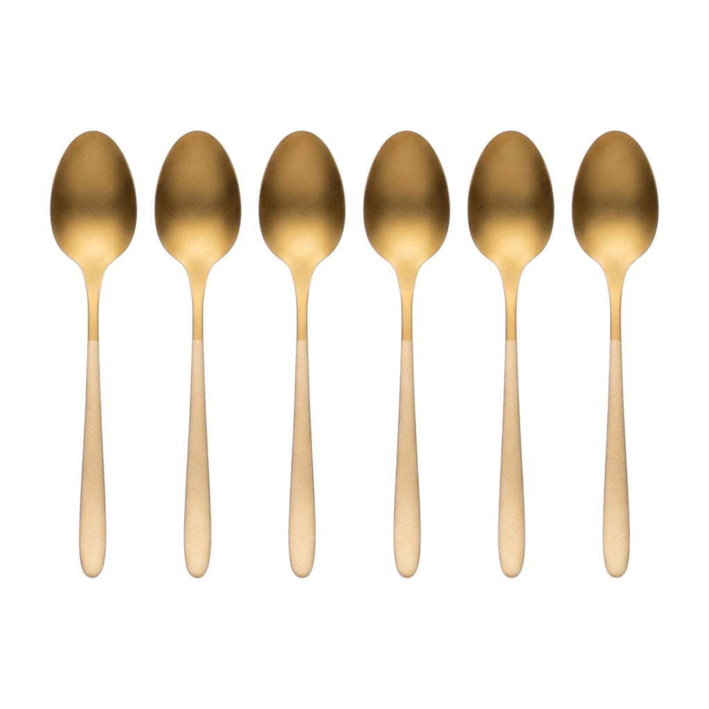 Set de cucharas de postre / 6 piezas, color oro y dorado