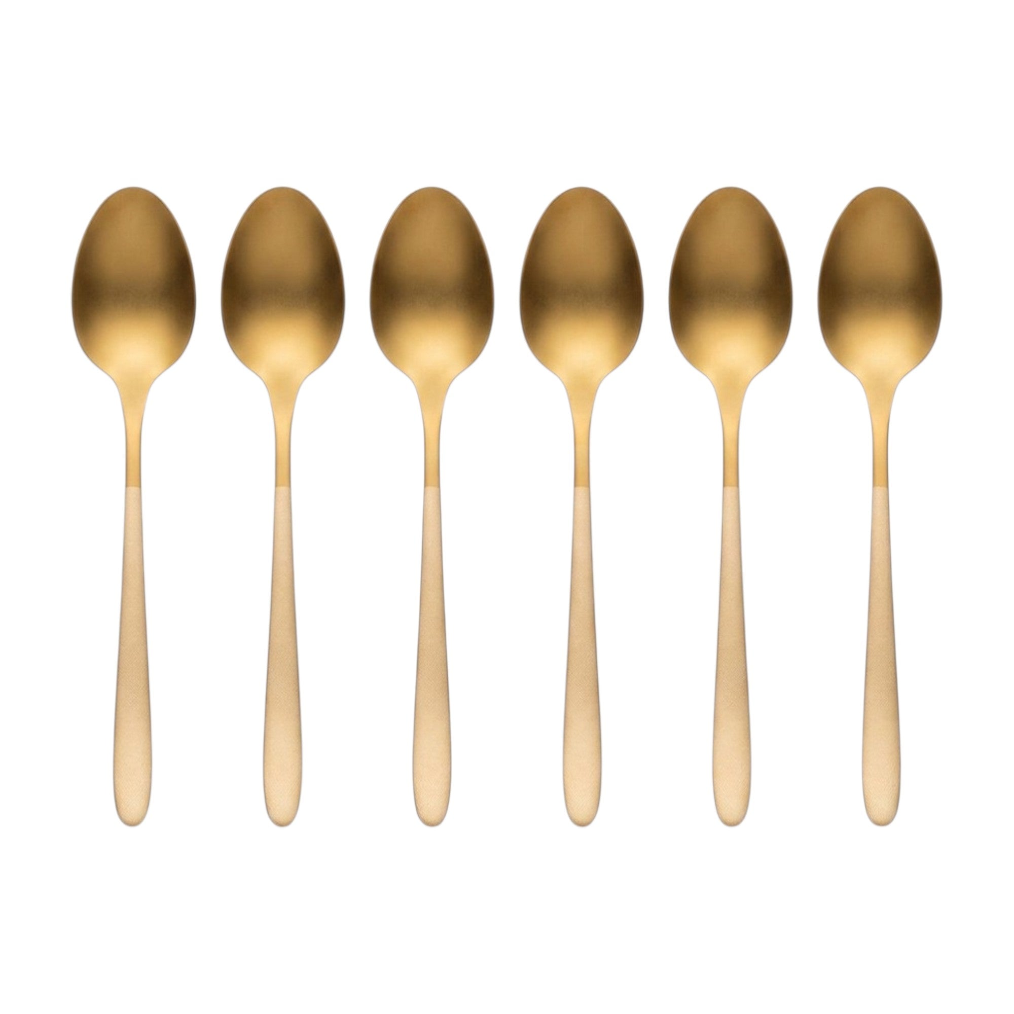 Set de cucharas de postre / 6 piezas, color oro y dorado