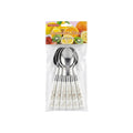 Set de cucharas de postre / 6 piezas, acero inoxidable y mármol
