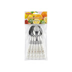 Set de cucharas de postre / 6 piezas, acero inoxidable y mármol