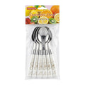 Set de cucharas / 6 piezas, acero inoxidable y mármol