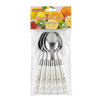 Set de cucharas / 6 piezas, acero inoxidable y mármol