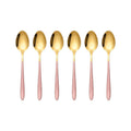 Set de cucharas de té / 6 piezas, color oro y rosa bebe