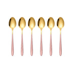 Set de cucharas de té / 6 piezas, color oro y rosa bebe