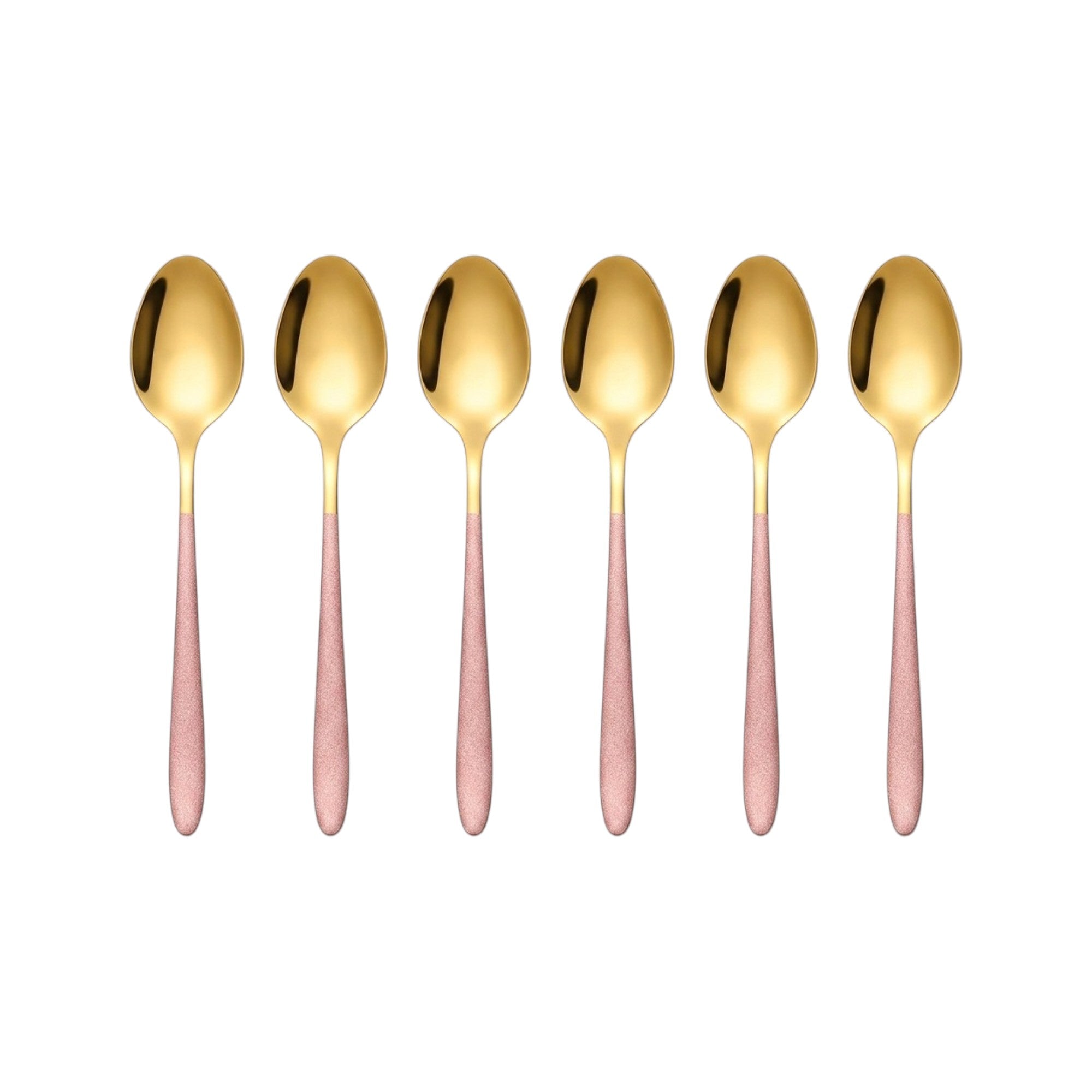Set de cucharas de té / 6 piezas, color oro y rosa bebe