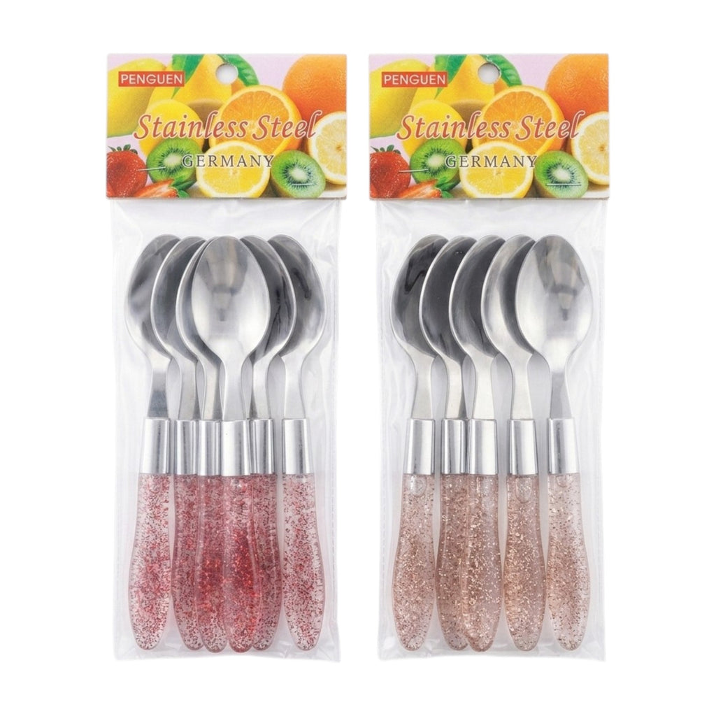 Set de cucharas / 6 piezas acero inoxidable y resina