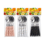 Set de cucharas / 6 piezas, acero inoxidable y mármol