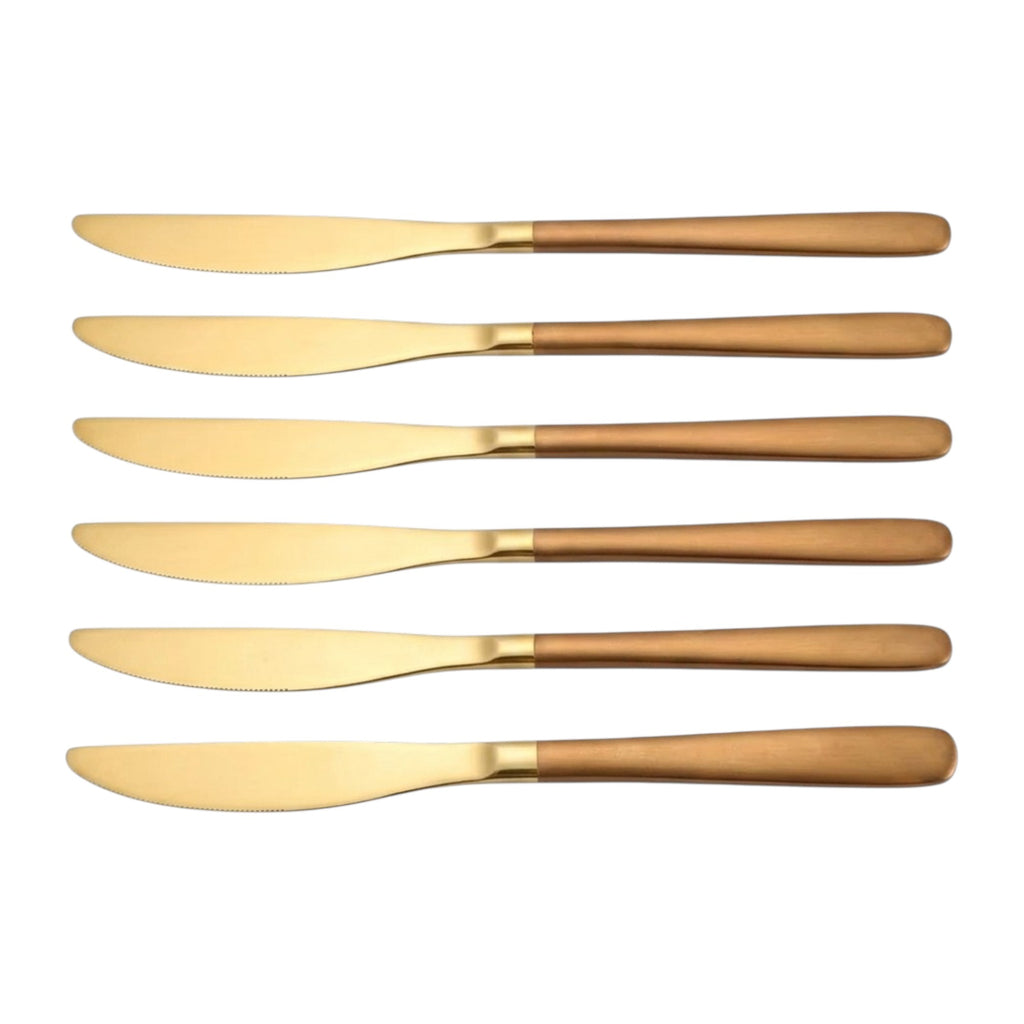 Set de cuchillos / 6 piezas, color oro y dorado