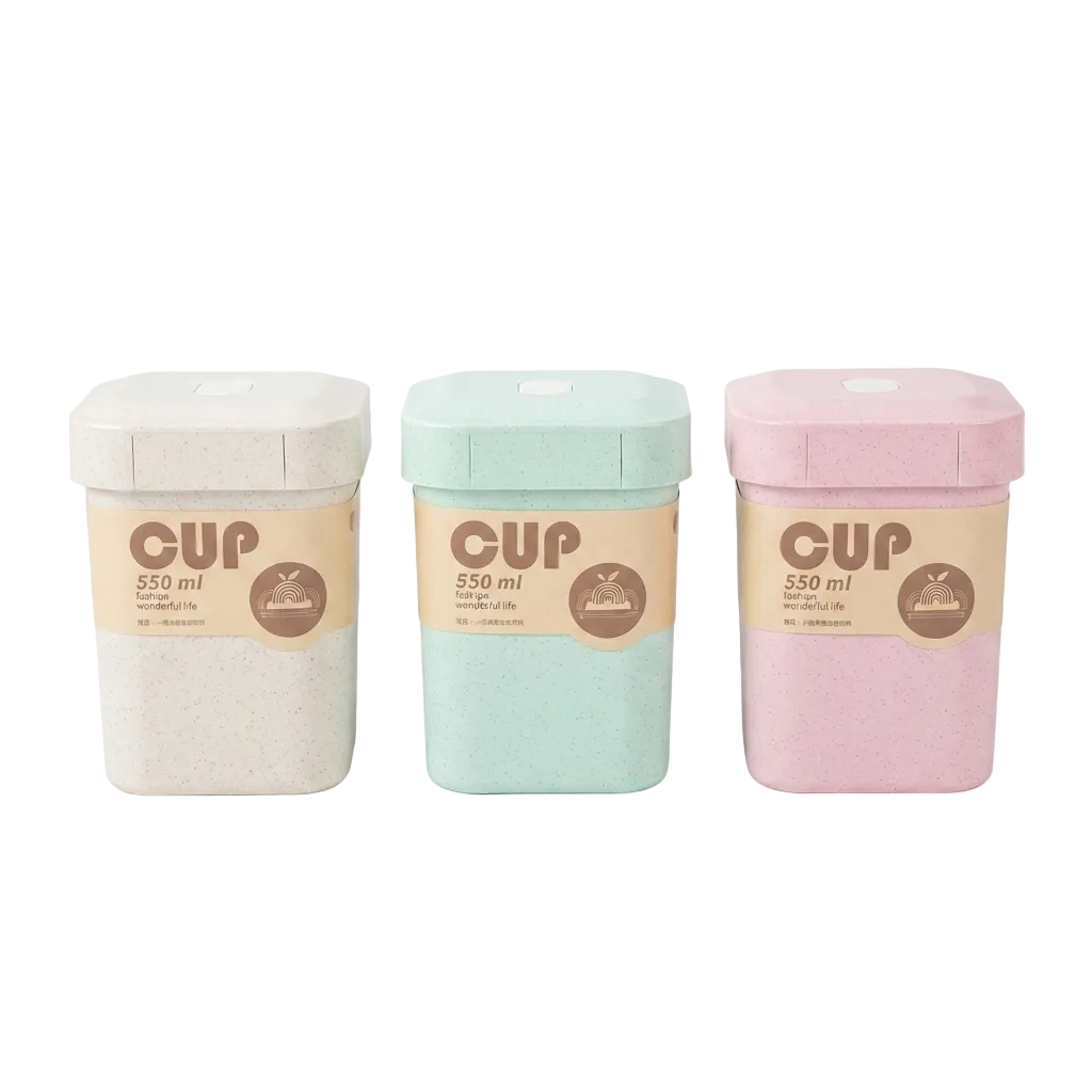 Recipiente hermético "cup" de fibra de trigo