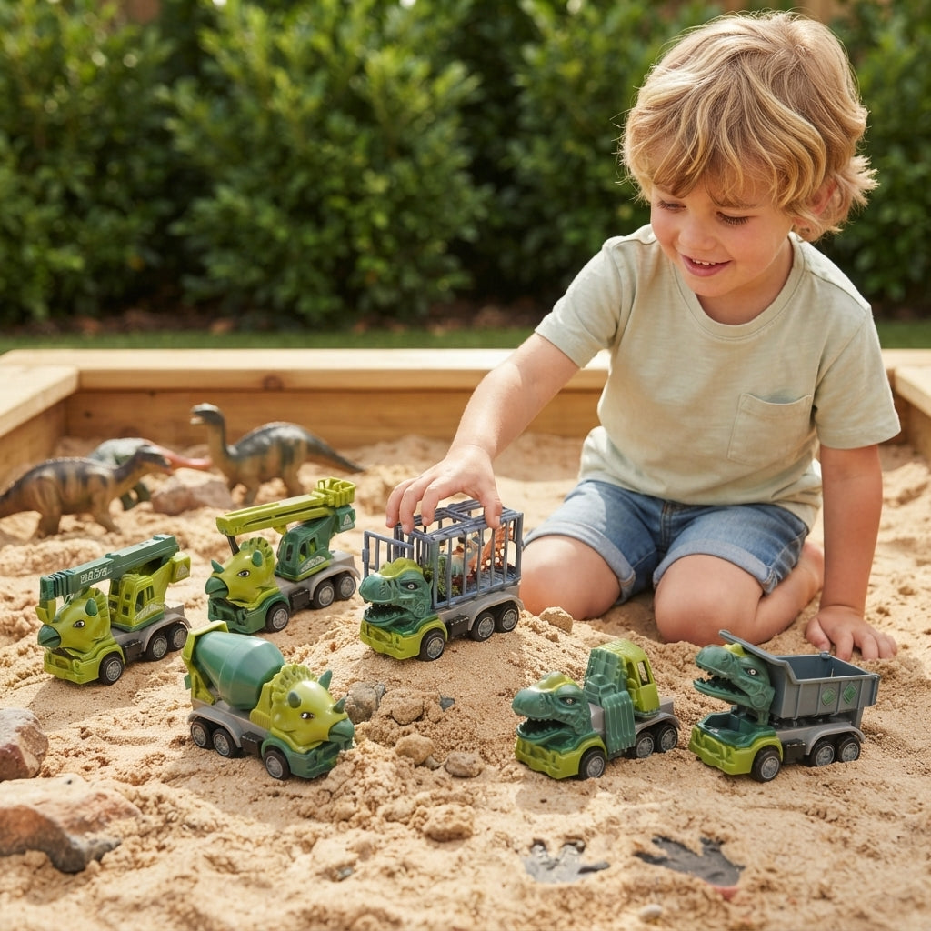 Set de camiones de construcción dinosaurio