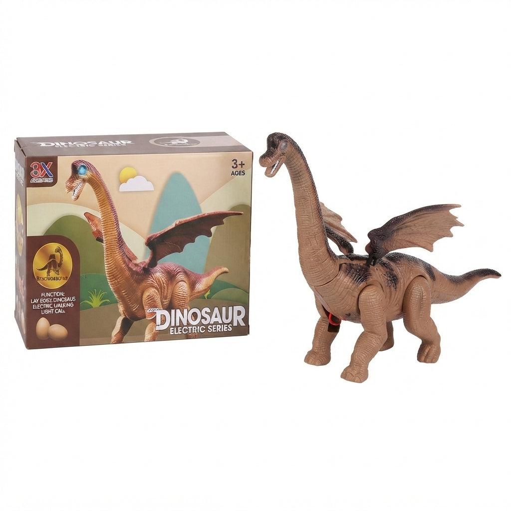 Dinosaurio braquiosaurio eléctrico con alas, luces y sonido