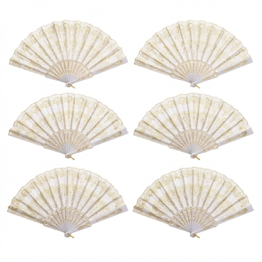 Abanico plegable de encaje blanco