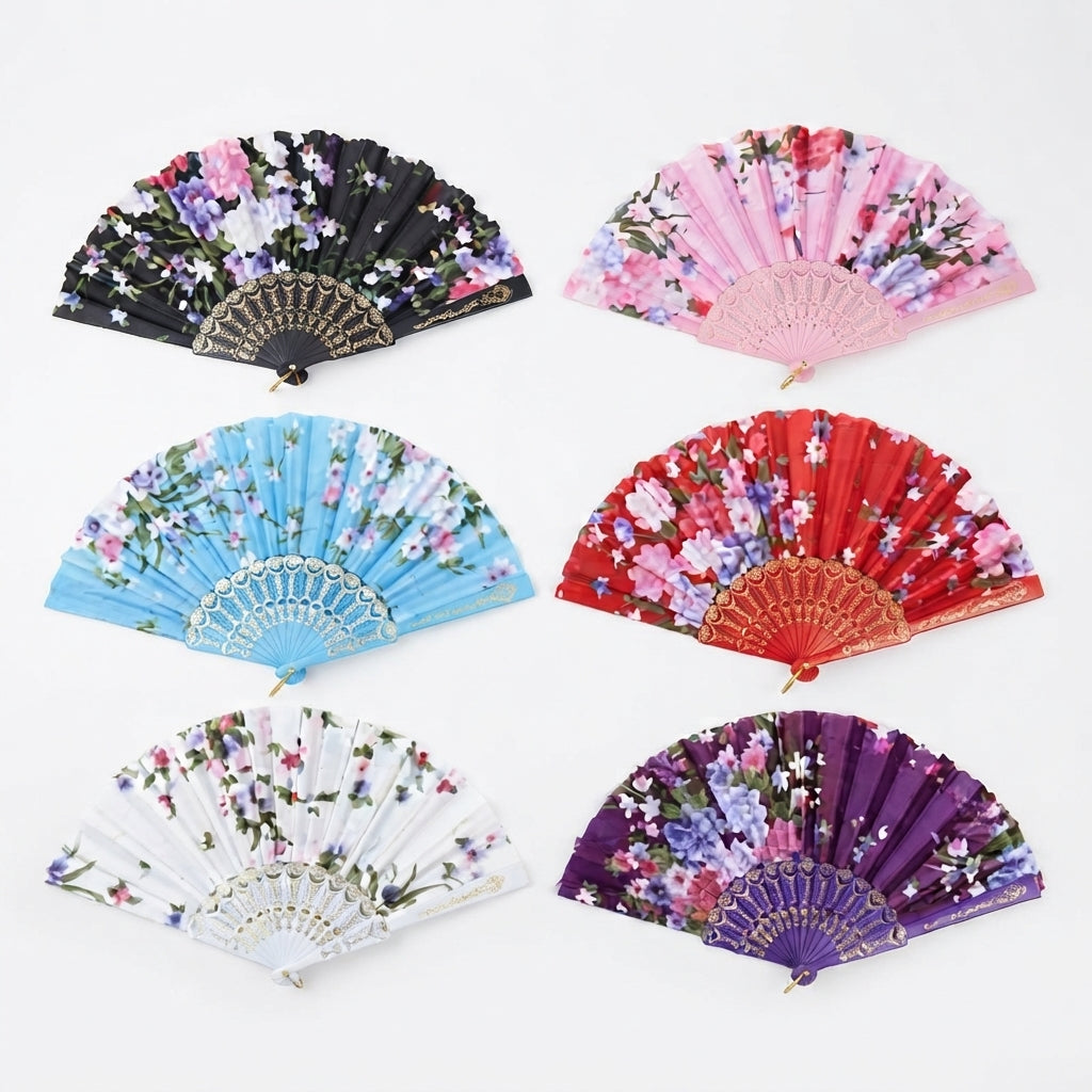Abanico plegable con diseño floral