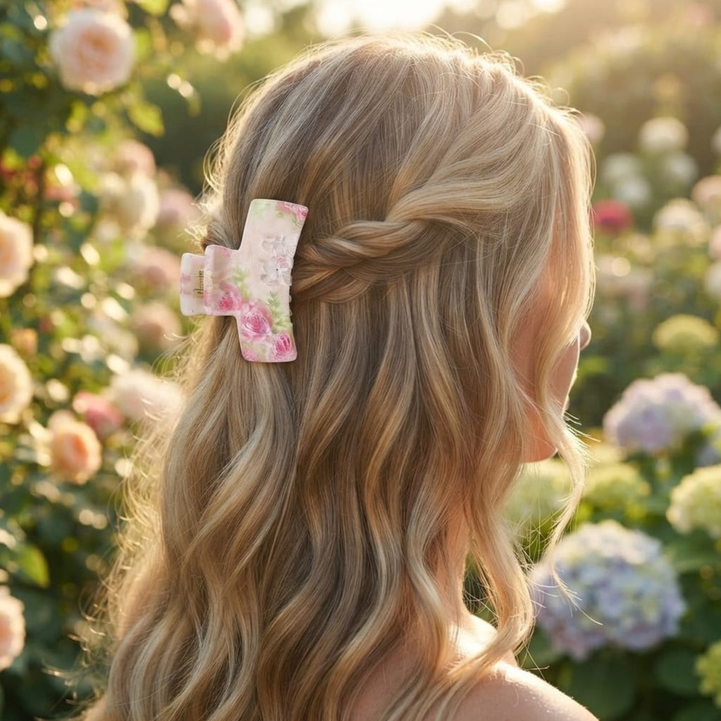 Pinza plástica estampado floral