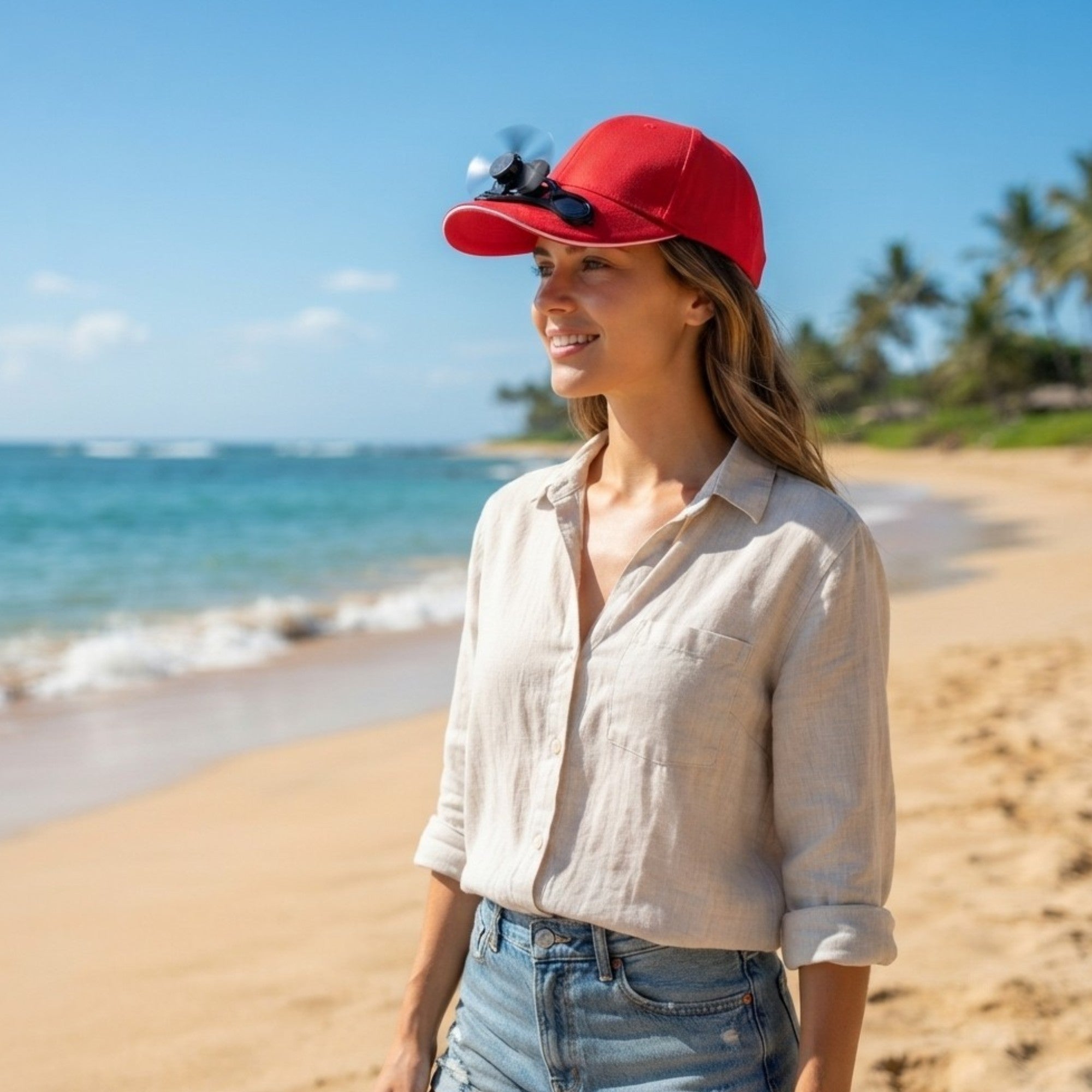 Gorra con ventilador solar