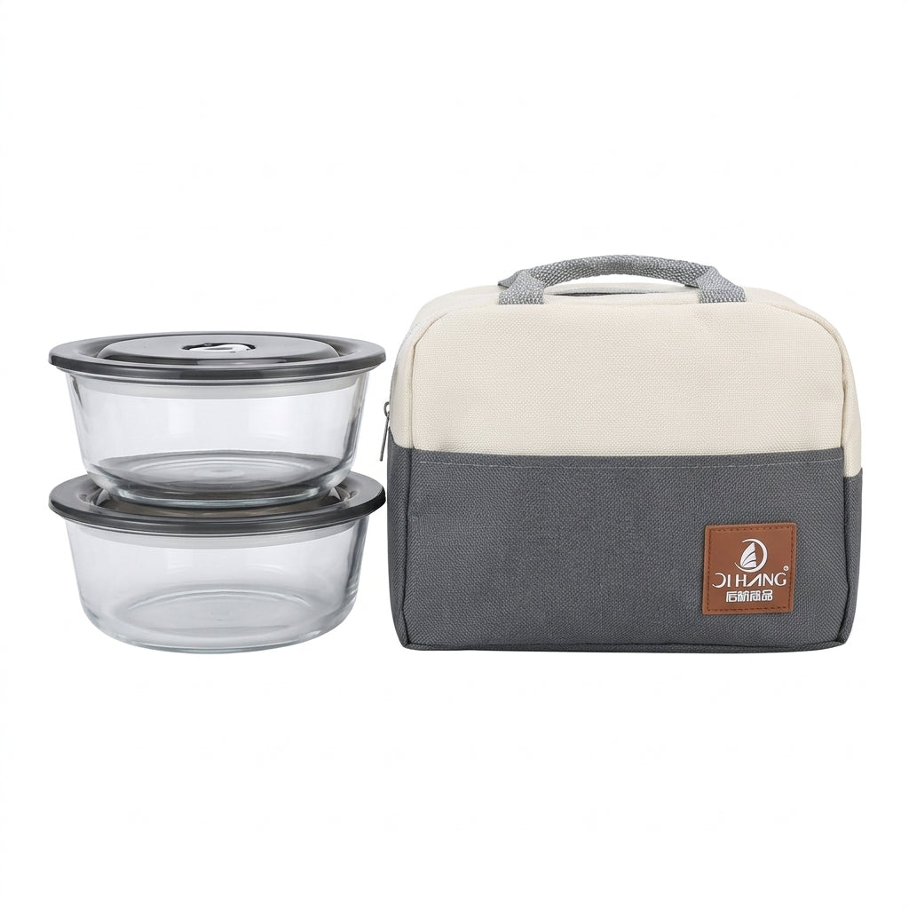Set de lonchera térmica con recipientes de vidrio