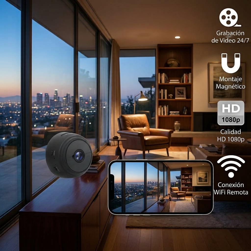 Mini cámara de seguridad wifi hd 1080p - monitoreo en tiempo real 24/7