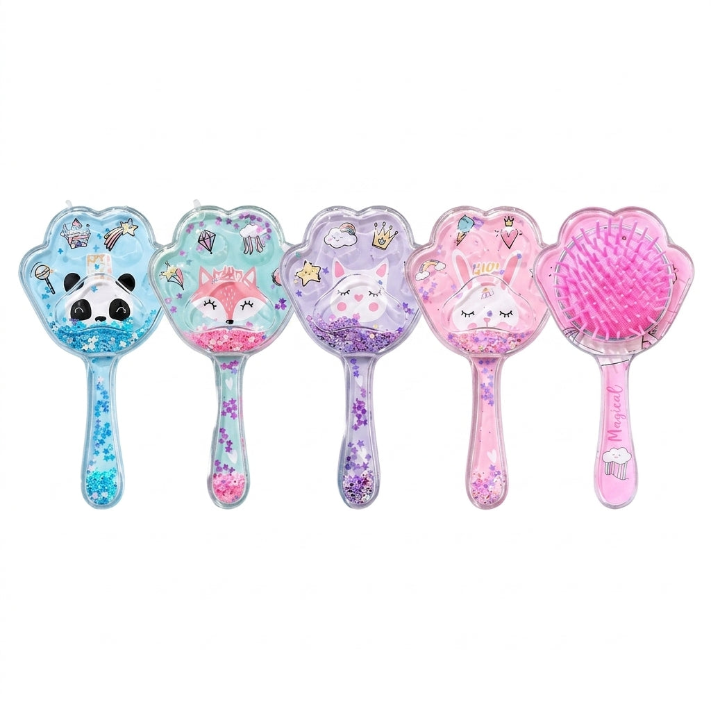 Cepillo de pelo infantil con diseño de patita y glitter