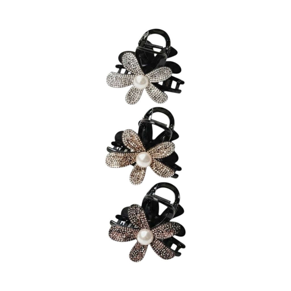 Pinza plástica floral con glitter