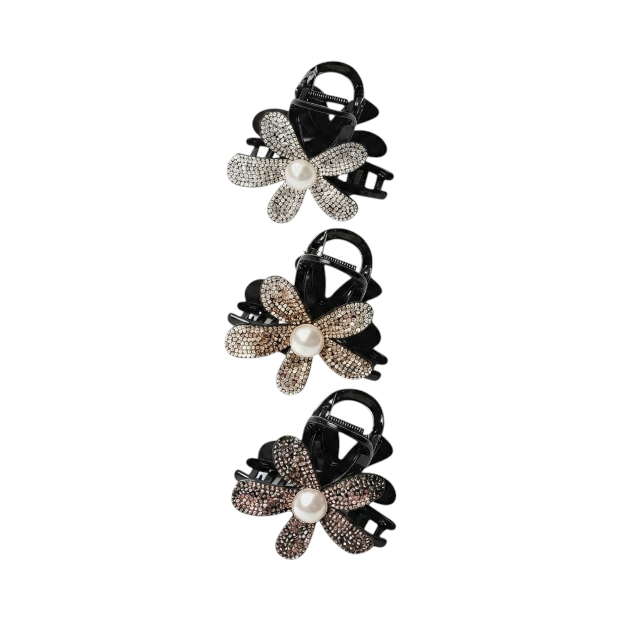 Pinza plástica floral con glitter