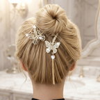 Pinza metálica estilo updo, mariposas
