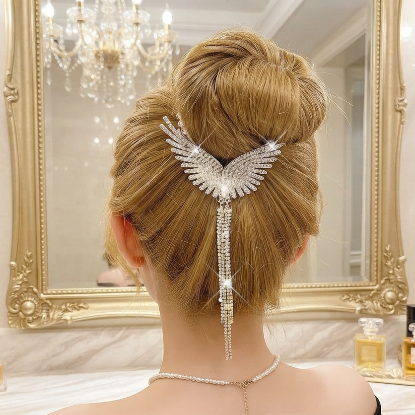 Pinza metálica estilo updo, alas
