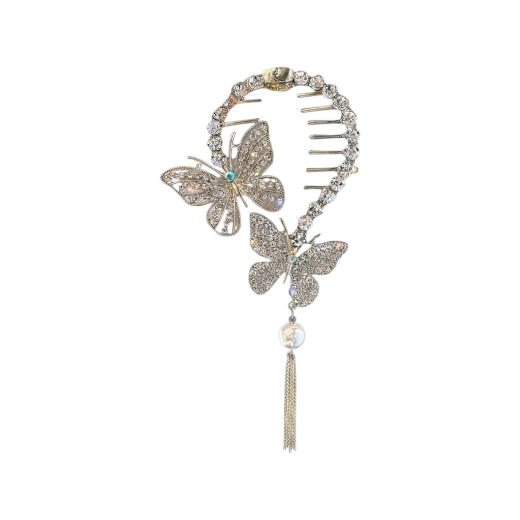 Pinza metálica estilo updo, mariposas