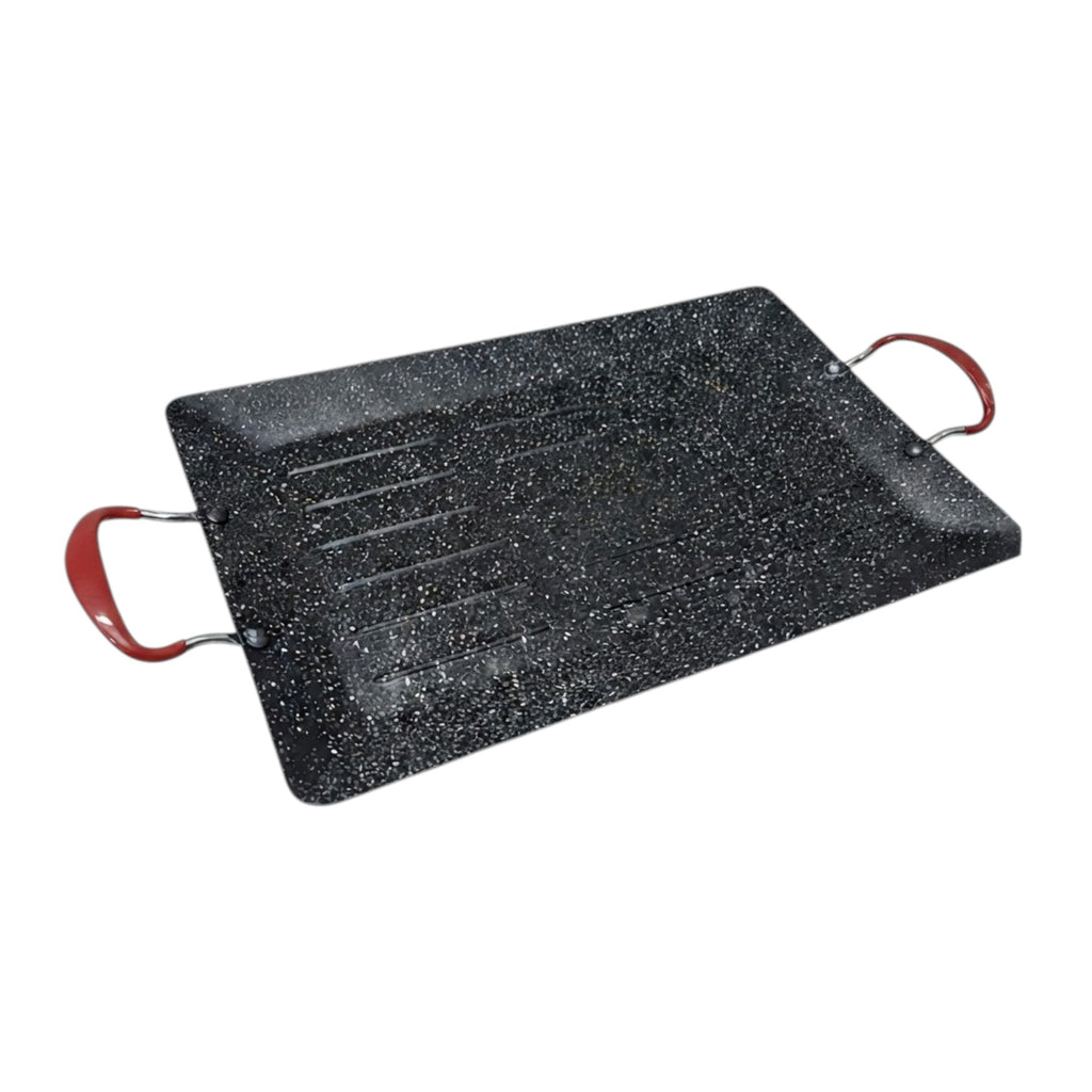 Plancha asadora doble con efecto granito