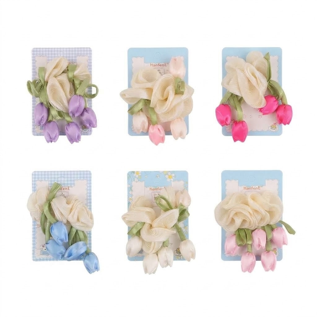 Moño scrunchie elegante con tulipanes