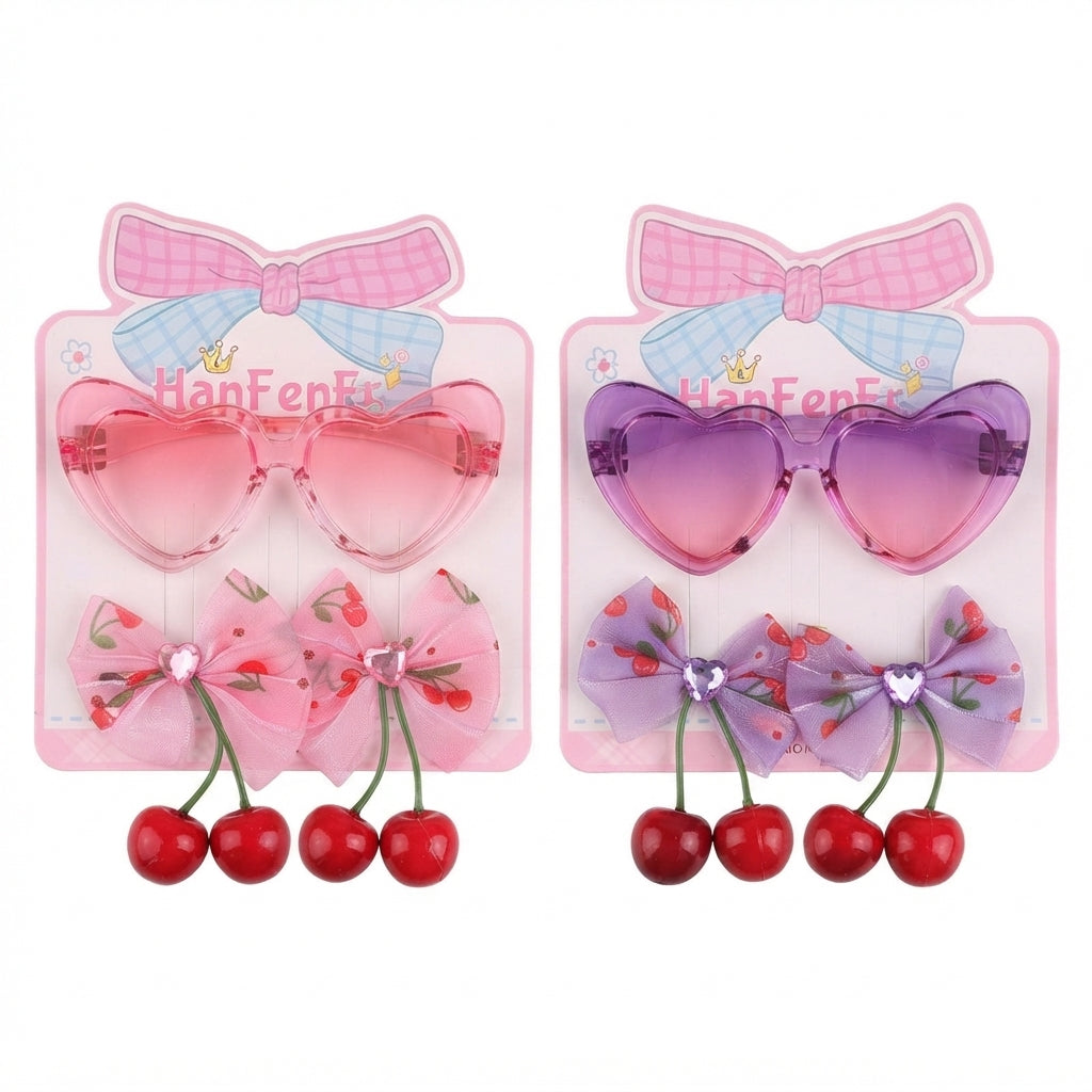 Set de gafas de sol corazón y lazos de cerezas