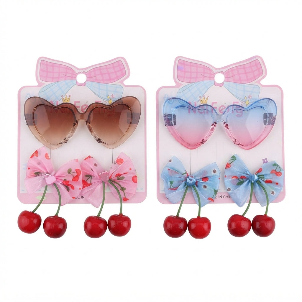 Set de gafas de sol corazón y lazos de cerezas