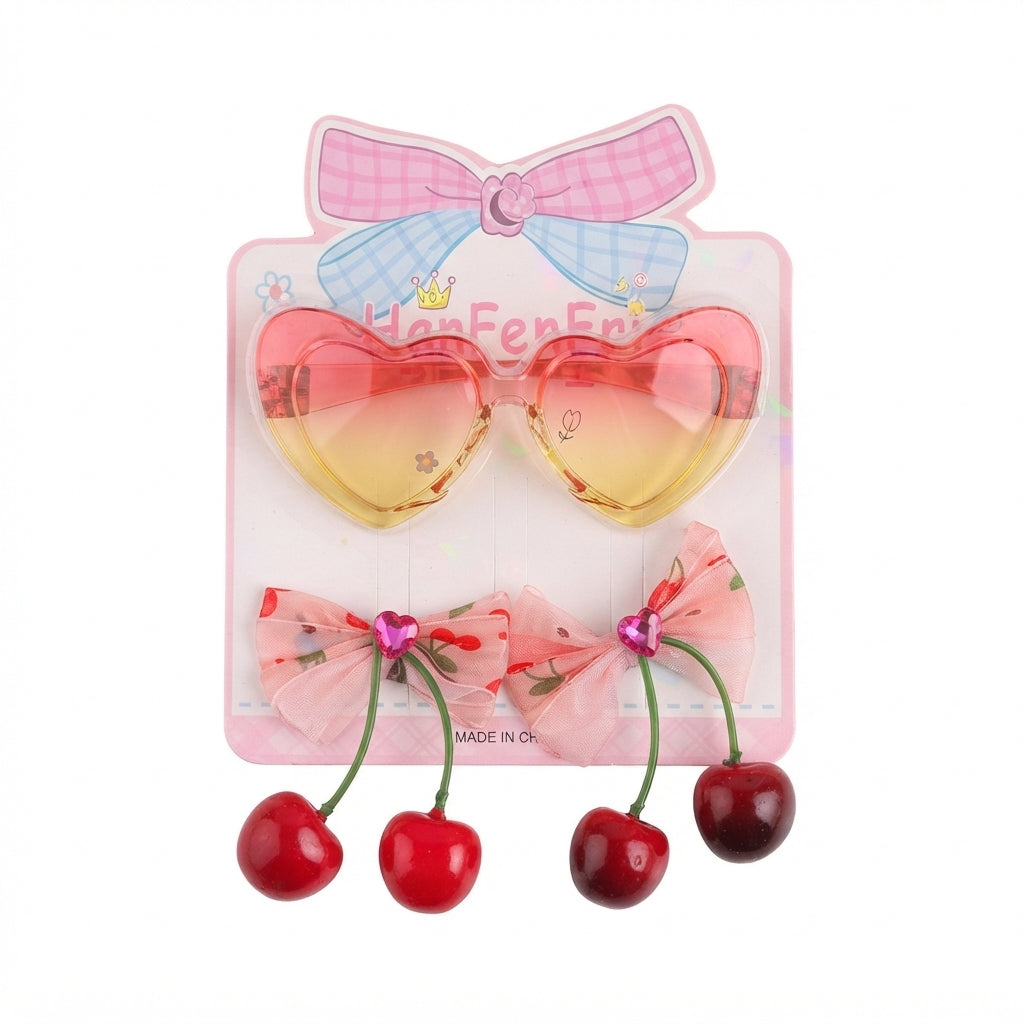 Set de gafas de sol corazón y lazos de cerezas