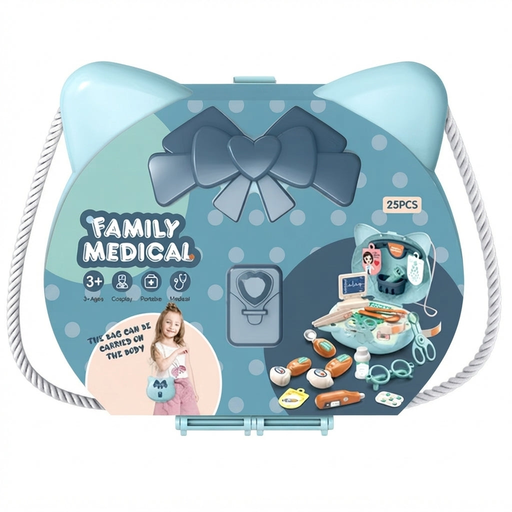 Set de doctor portátil 25 piezas en bolso de gatito
