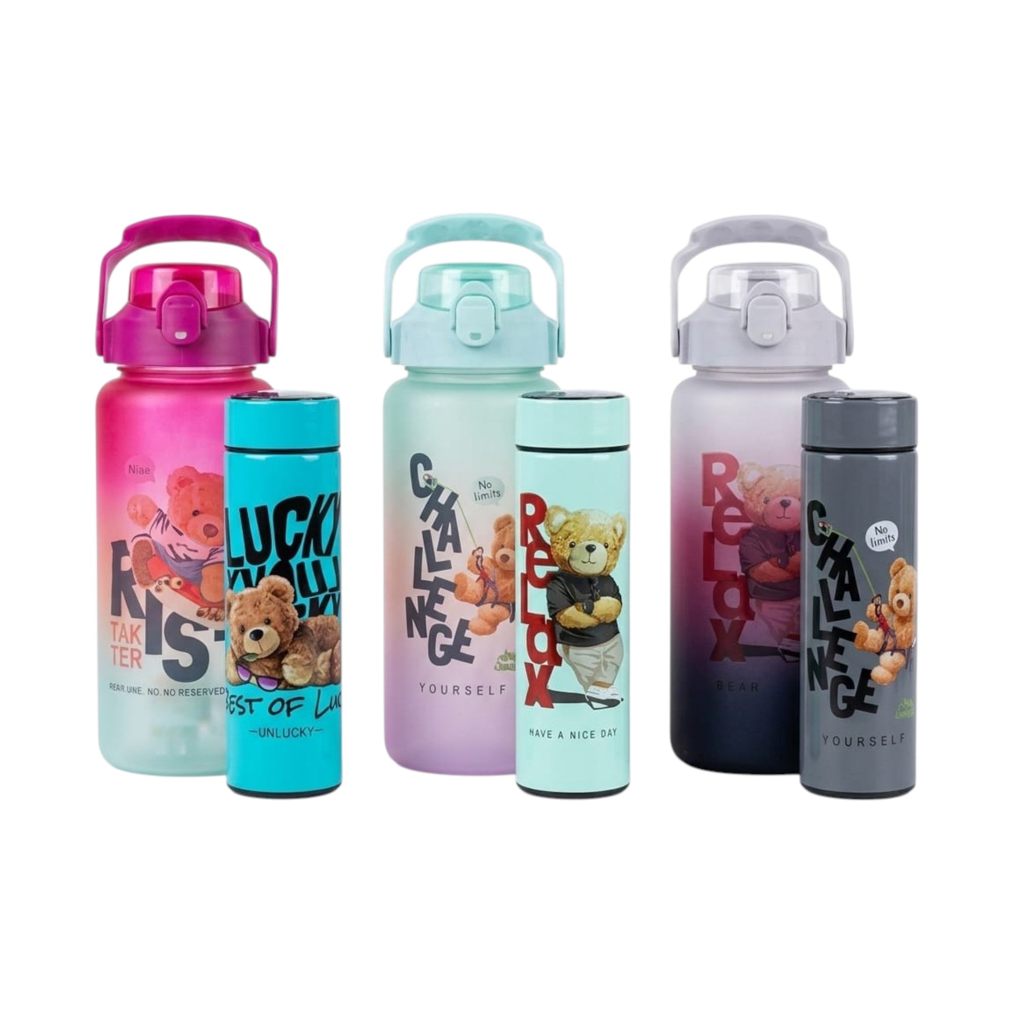 Set botella plástica 2L / termo acero inoxidable 500ml