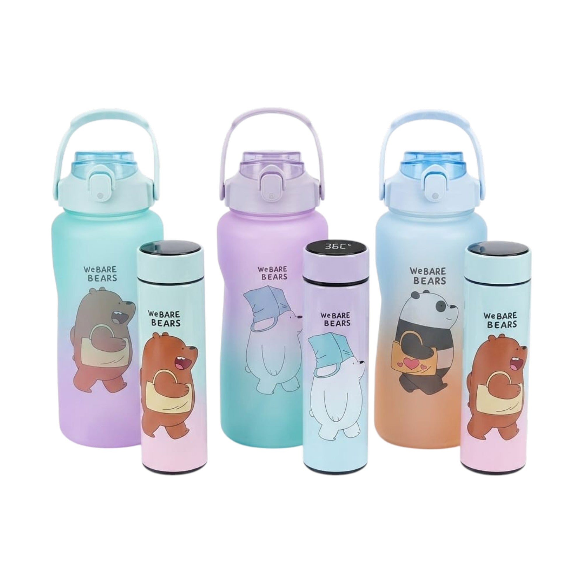 Set botella plástica 2L / termo acero inoxidable 500ml